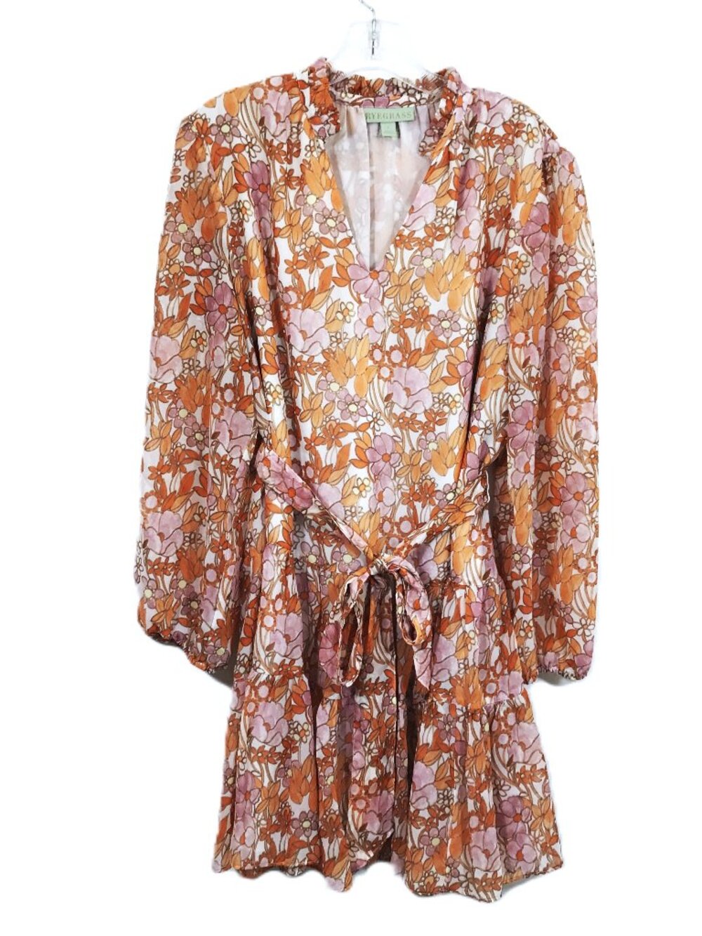 Ryegrass Boho Summer Dress Floral Mini Dress V-Neck Tiered Feminine Dress L